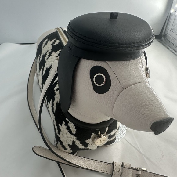 RARE New Kate Spade Claude Dachshund Dog Houndstooth Crossbody Puppy Purse - Picture 7 of 16